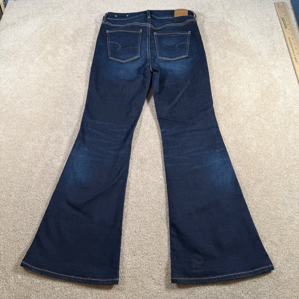 American Eagle Super Hi-Rise Flare Jeans Women 4 (FITS 28x27) Blue Super Stretch - Picture 2 of 13